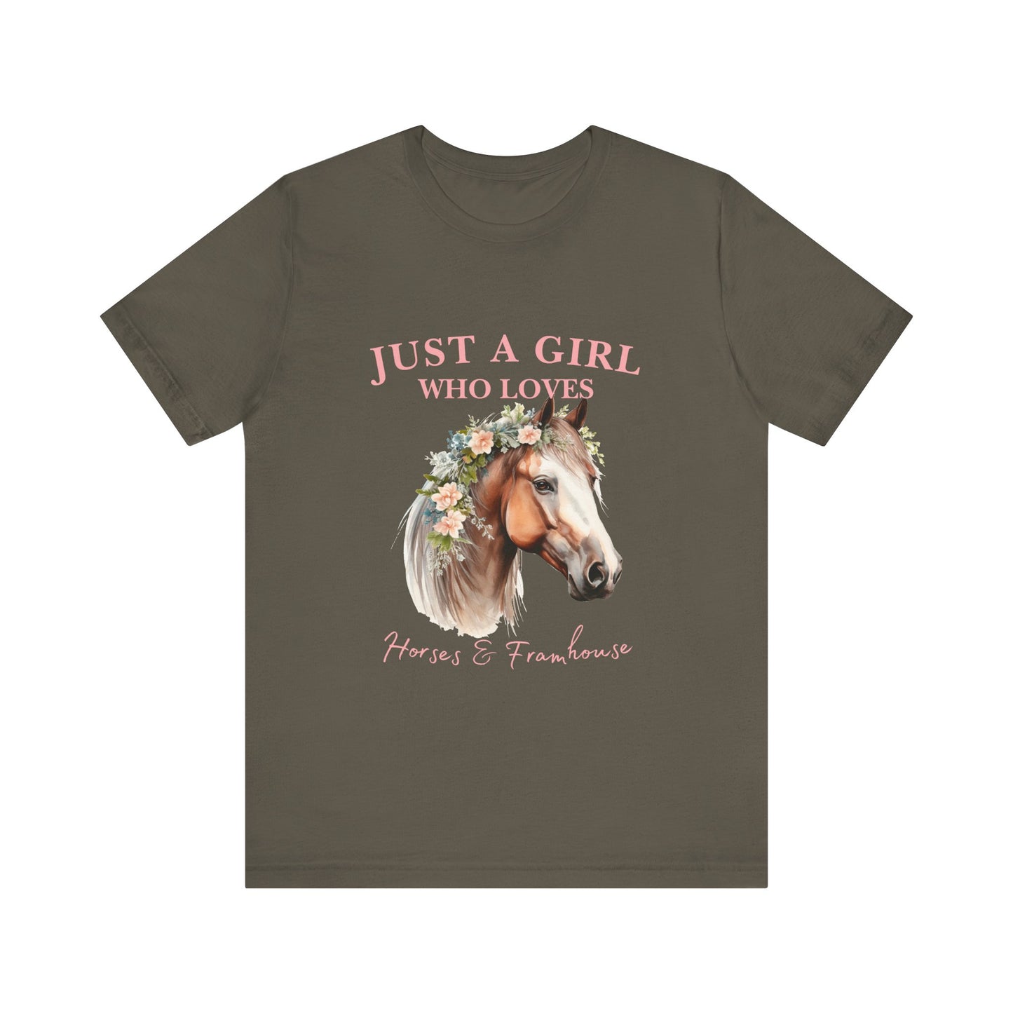 Just a Girl Who Loves Horses Jersey Tee | Equestrian Gift | Horse Lover T-Shirt | Floral Graphic Tee | Birthday Gift