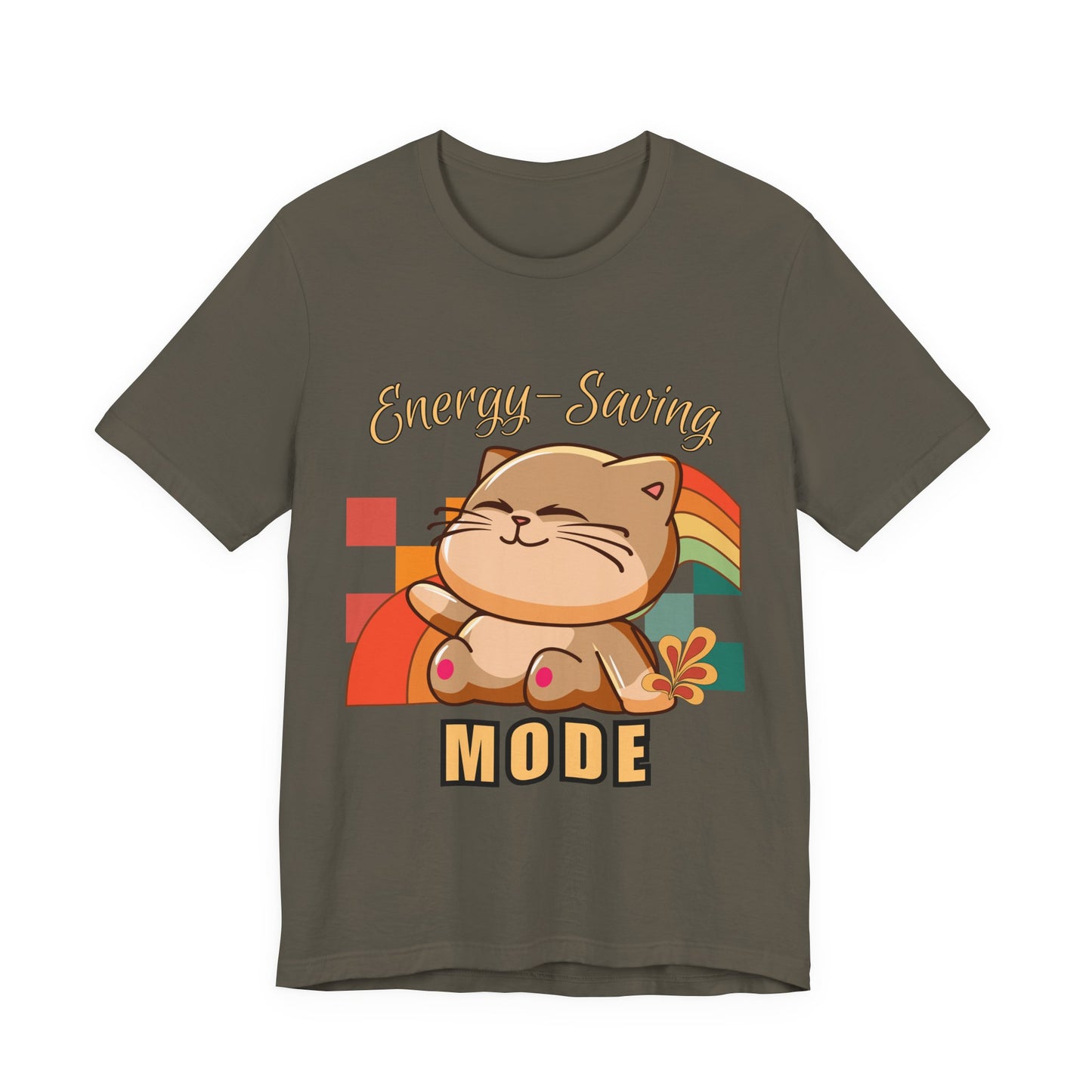 Energy Saving Mode, Snuggly Cat Mode Tee - Cute T-Shirt for Cat Lovers, Cozy Gift for Birthdays, Pet Lovers, Fun Fashion, Everyday Wear