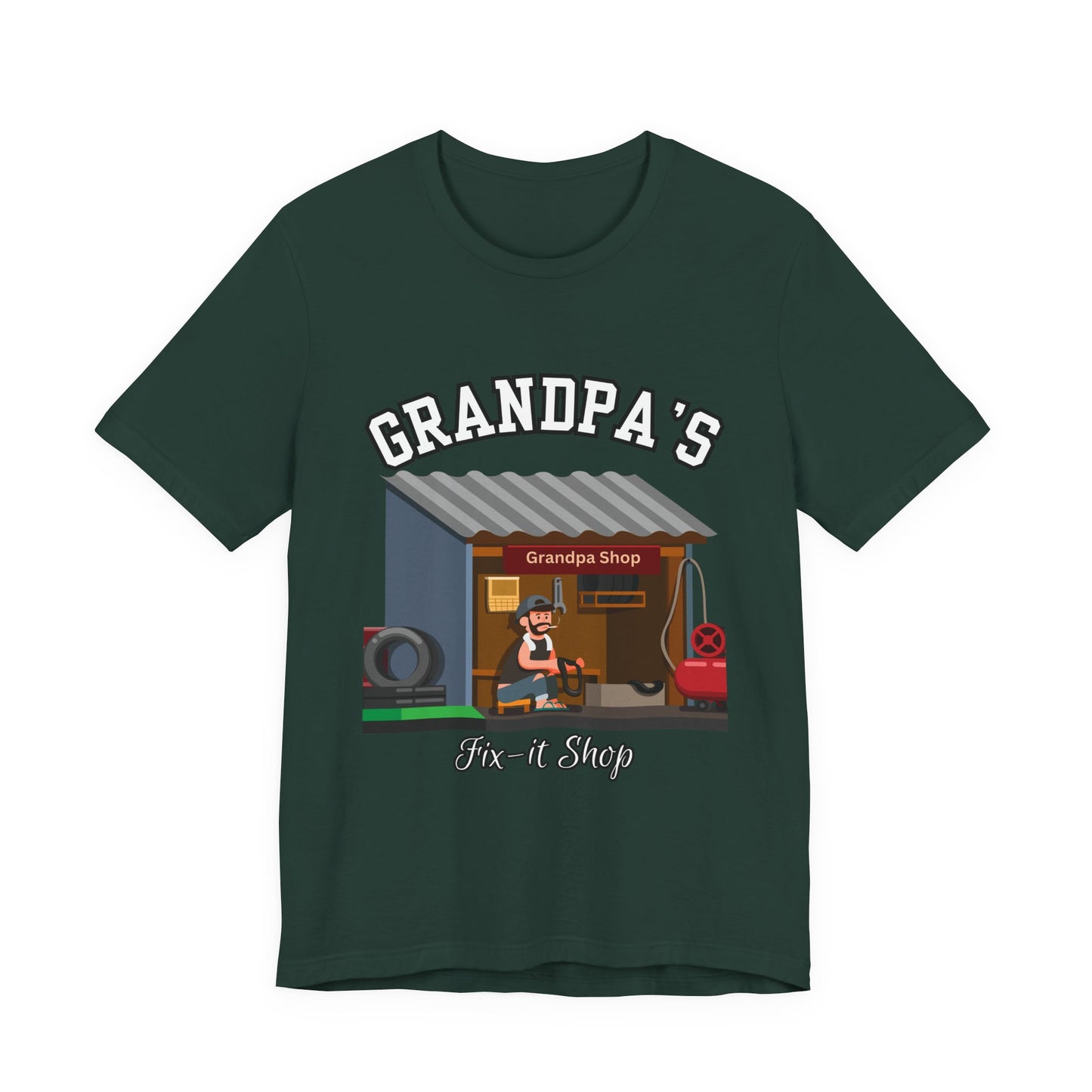 Grandpa's Fix-It Shop T-Shirt, Unisex Tee, Gift for Grandfather, Father's Day Gift, Mechanic Shirt, Family Humor Shirt