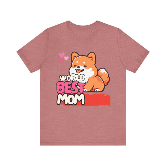 World's Best Mom Tee - Unisex Jersey Short Sleeve Shirt, Gift for Mother's Day, Cute Dog Design, Perfect for Moms, Gifts for Her
