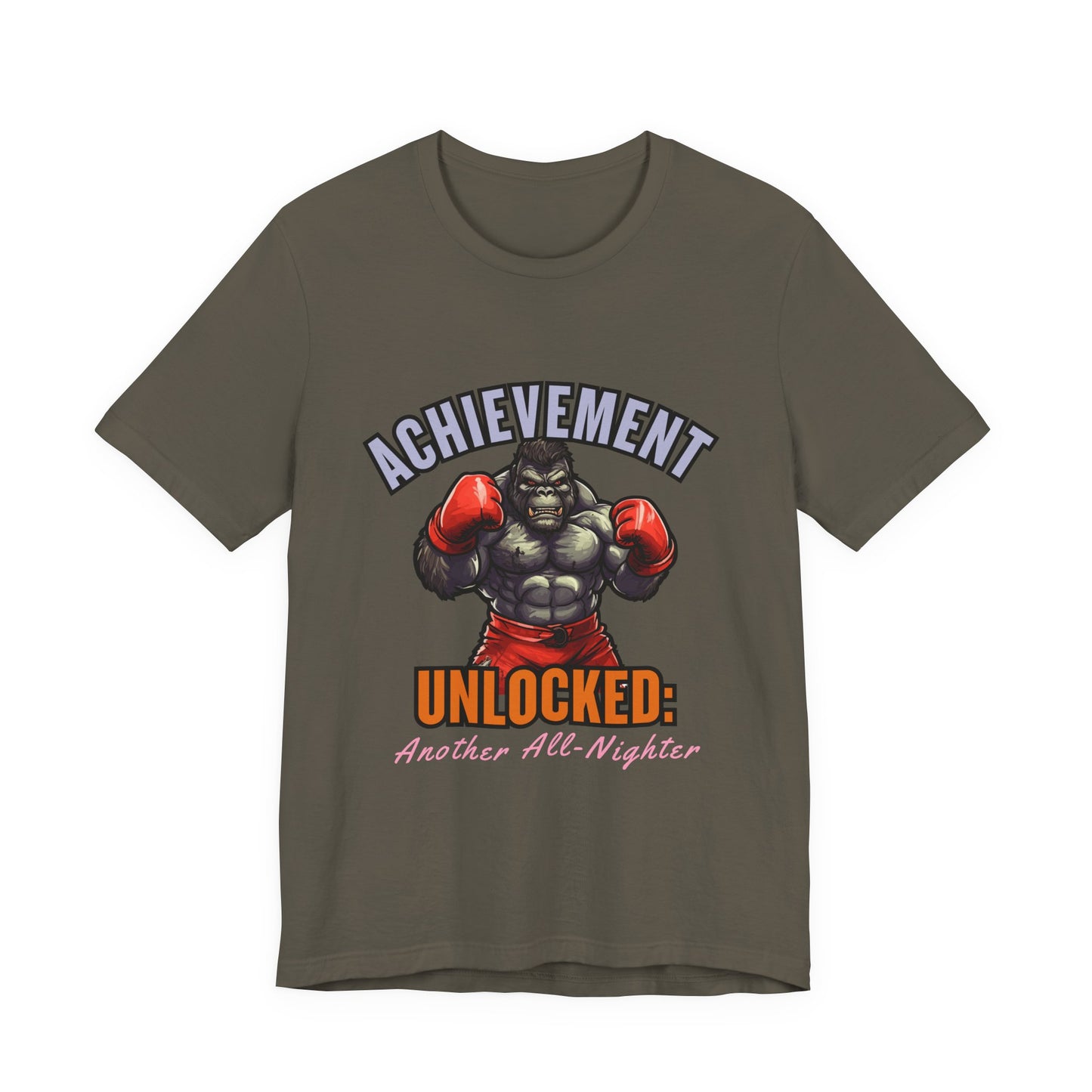 Achievement Unlocked Short Sleeve Tee, Gaming Shirt, Funny Tee, Birthday Gift, Casual Wear, All-Nighter Tee