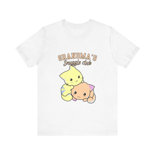 Grandma's Snuggle Club Tee, Cozy Gift for Grandma, Cute Cat Graphic Shirt, Family Gathering Outfit, Birthday Gift for Grandma