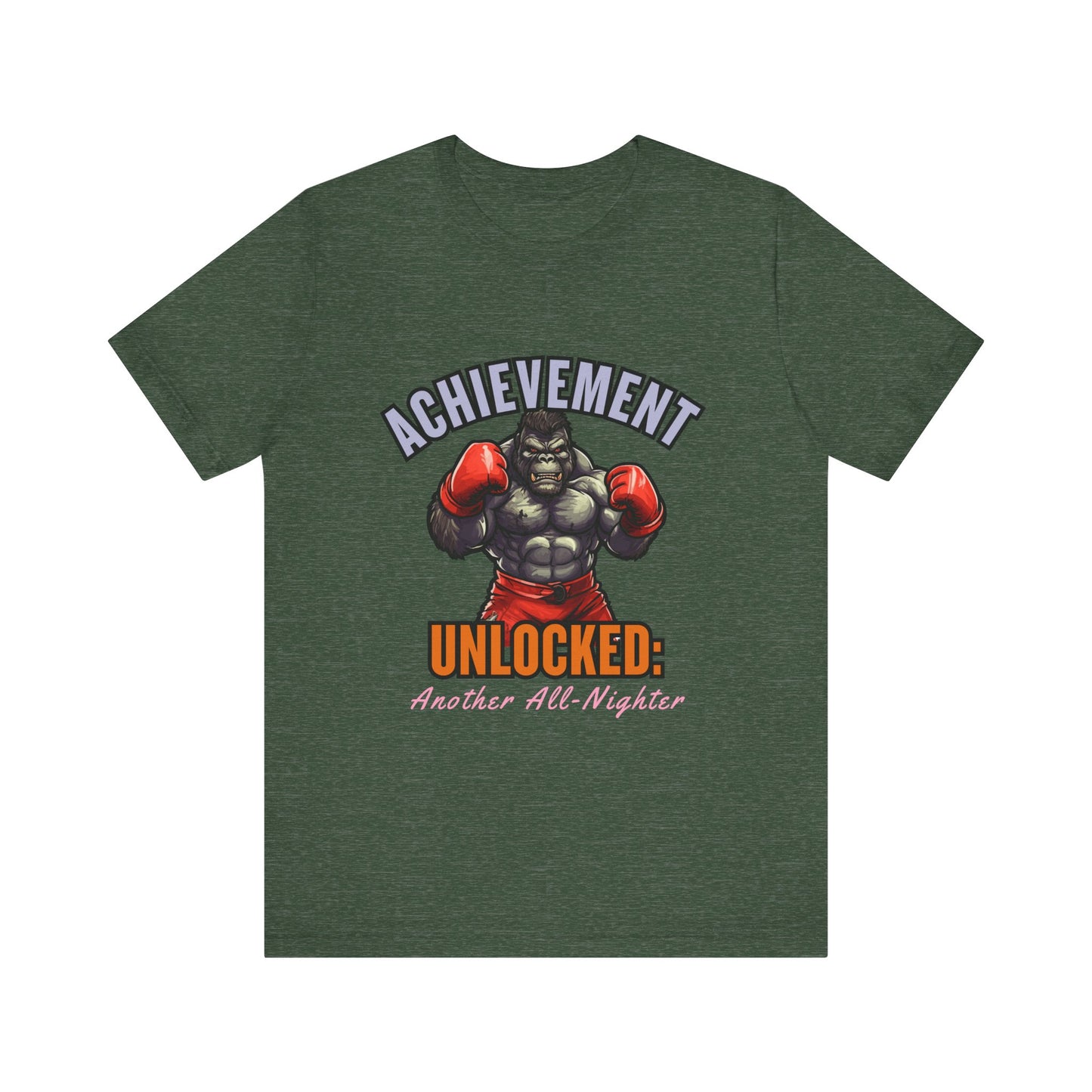 Achievement Unlocked Short Sleeve Tee, Gaming Shirt, Funny Tee, Birthday Gift, Casual Wear, All-Nighter Tee