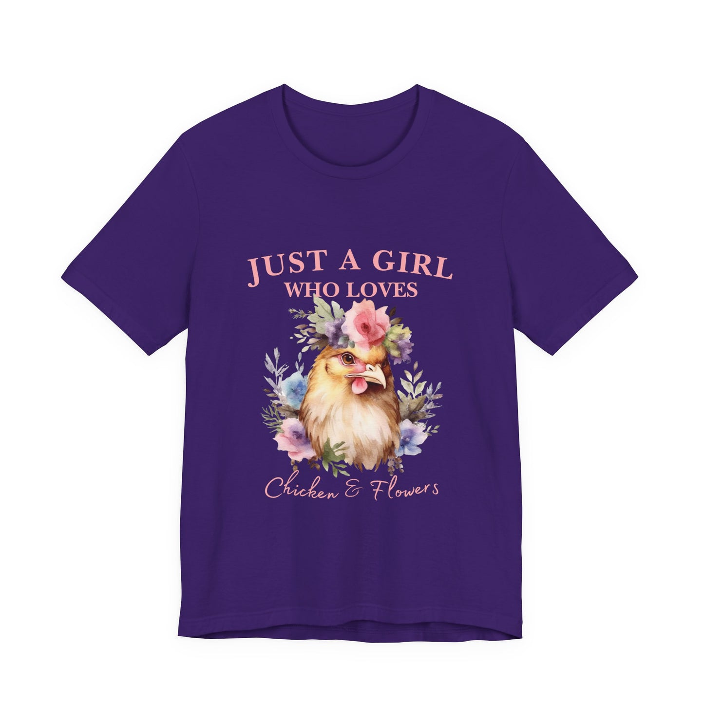 Just a Girl Who Loves Chickens Tee, Funny Farm Animal Shirt, Floral Graphic Tee, Gift for Chicken Lovers, Farmhouse Fashion