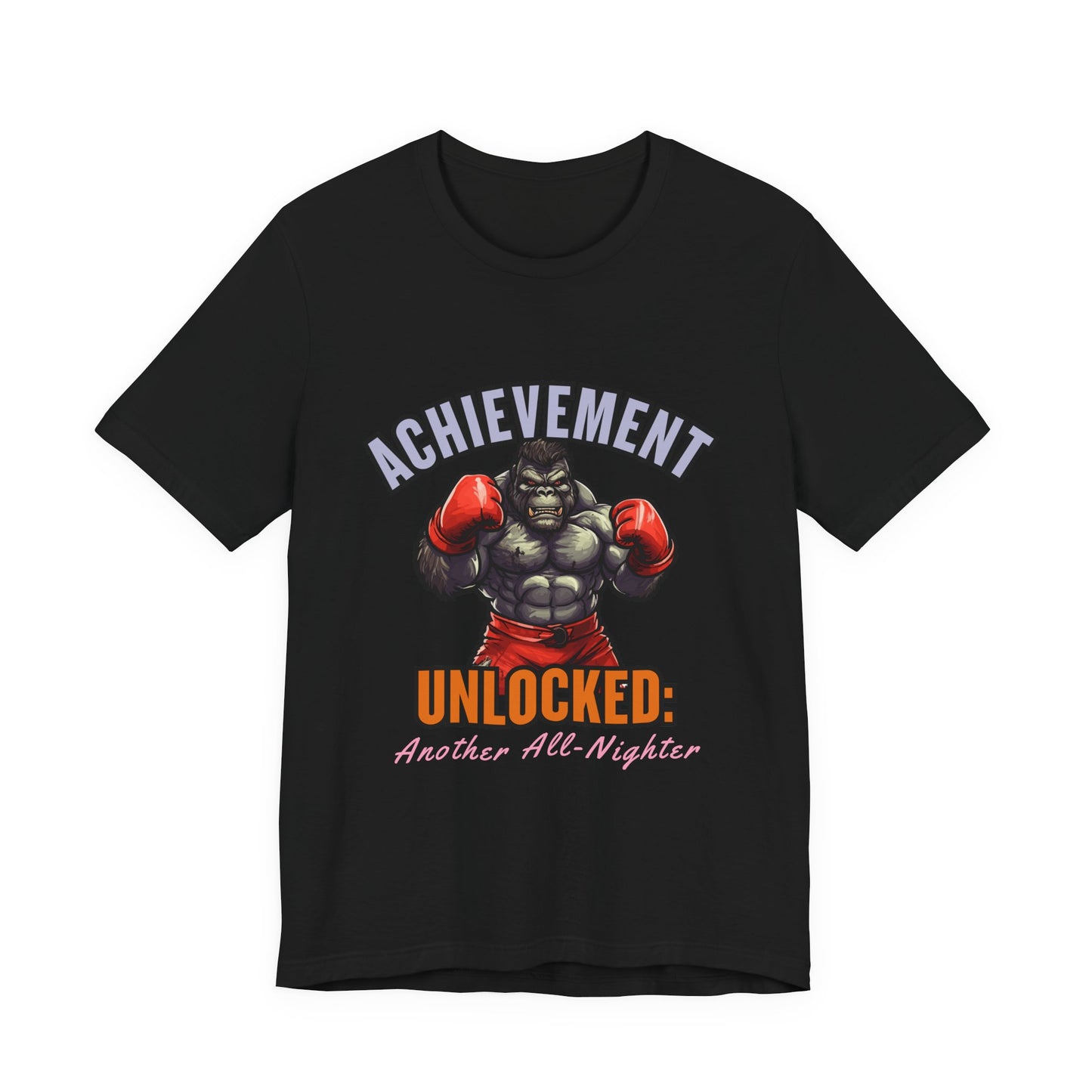 Achievement Unlocked Short Sleeve Tee, Gaming Shirt, Funny Tee, Birthday Gift, Casual Wear, All-Nighter Tee