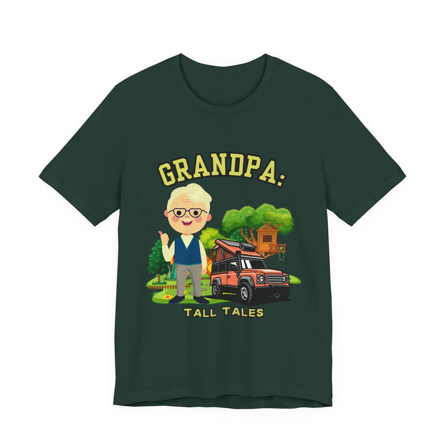Grandpa Tall Tales Tee, Funny Grandpa Shirt, Gift for Grandpa, Family Gathering Outfit, Dad Humor T-shirt, Unisex Casual Tee