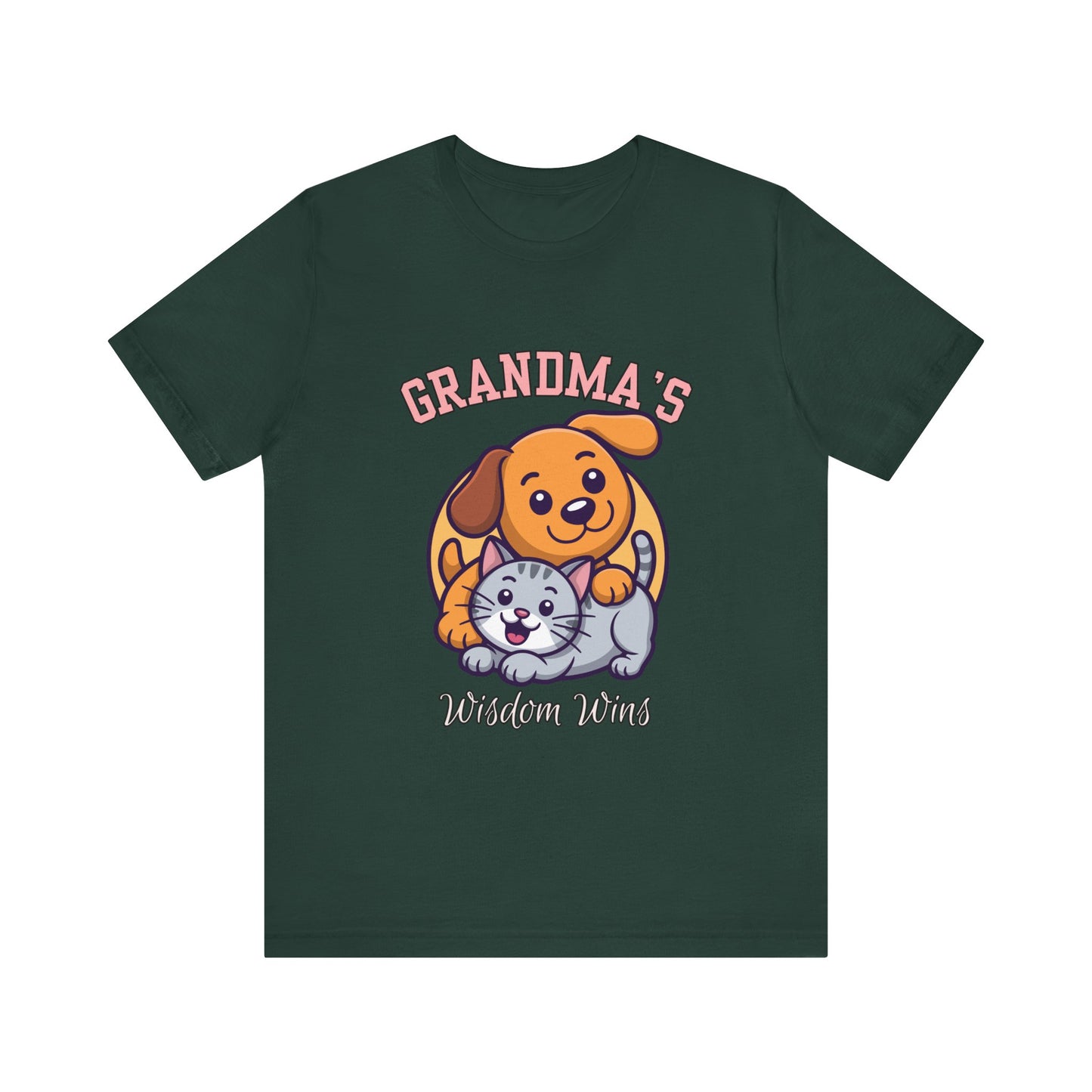 Grandma's Pet Love Tee - Cute Cat and Dog Design, Perfect Gift for Grandparents, Animal Lovers, Birthday, Family Gatherings, Casual Wear