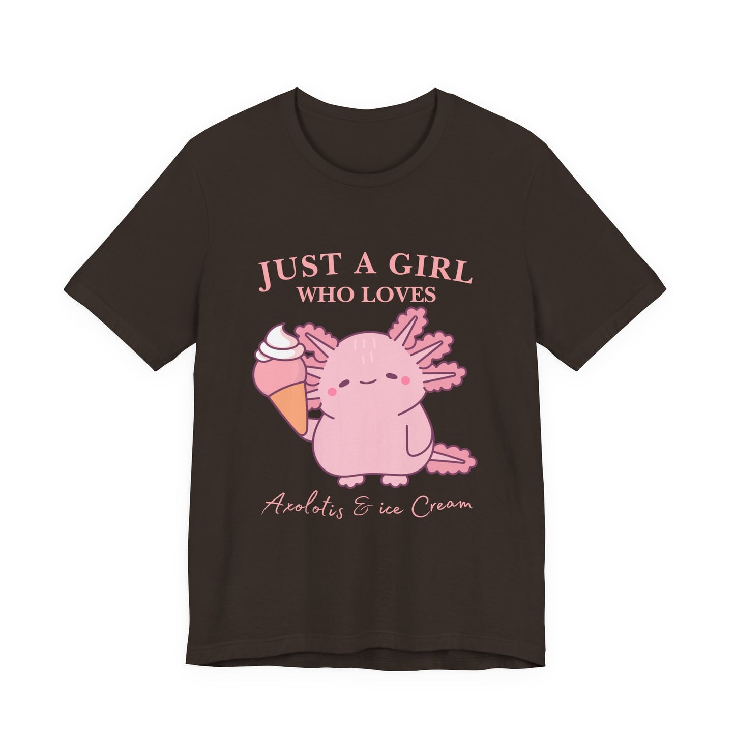 Cute Ice Cream Lover Tee, Fun T-Shirt for Girls, Gift for Ice Cream Fans, Summer Fun Shirt, Casual Everyday Wear, Axolotis T-shirt
