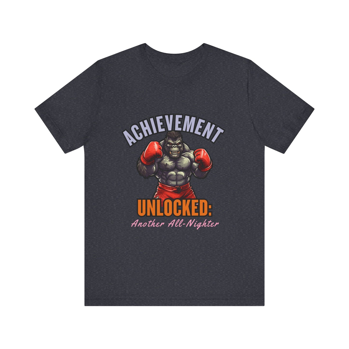 Achievement Unlocked Short Sleeve Tee, Gaming Shirt, Funny Tee, Birthday Gift, Casual Wear, All-Nighter Tee