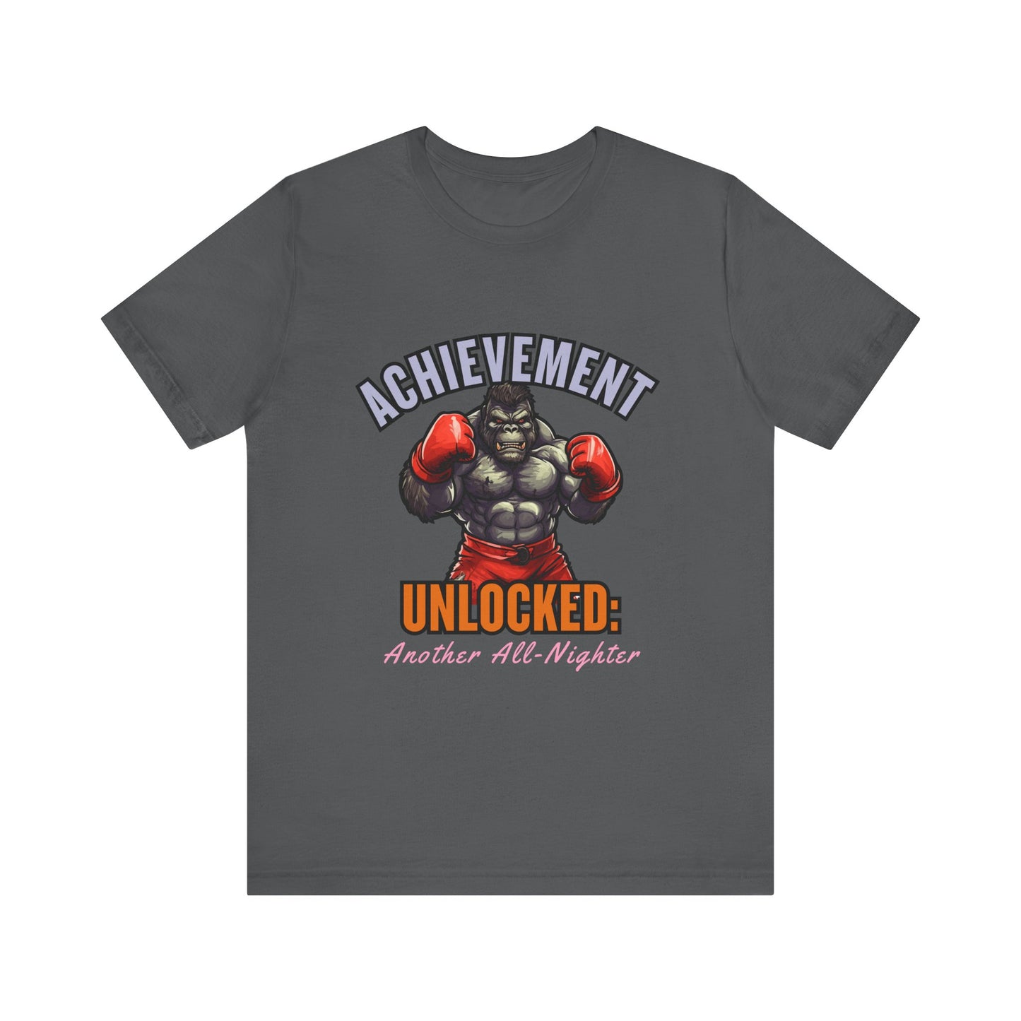 Achievement Unlocked Short Sleeve Tee, Gaming Shirt, Funny Tee, Birthday Gift, Casual Wear, All-Nighter Tee