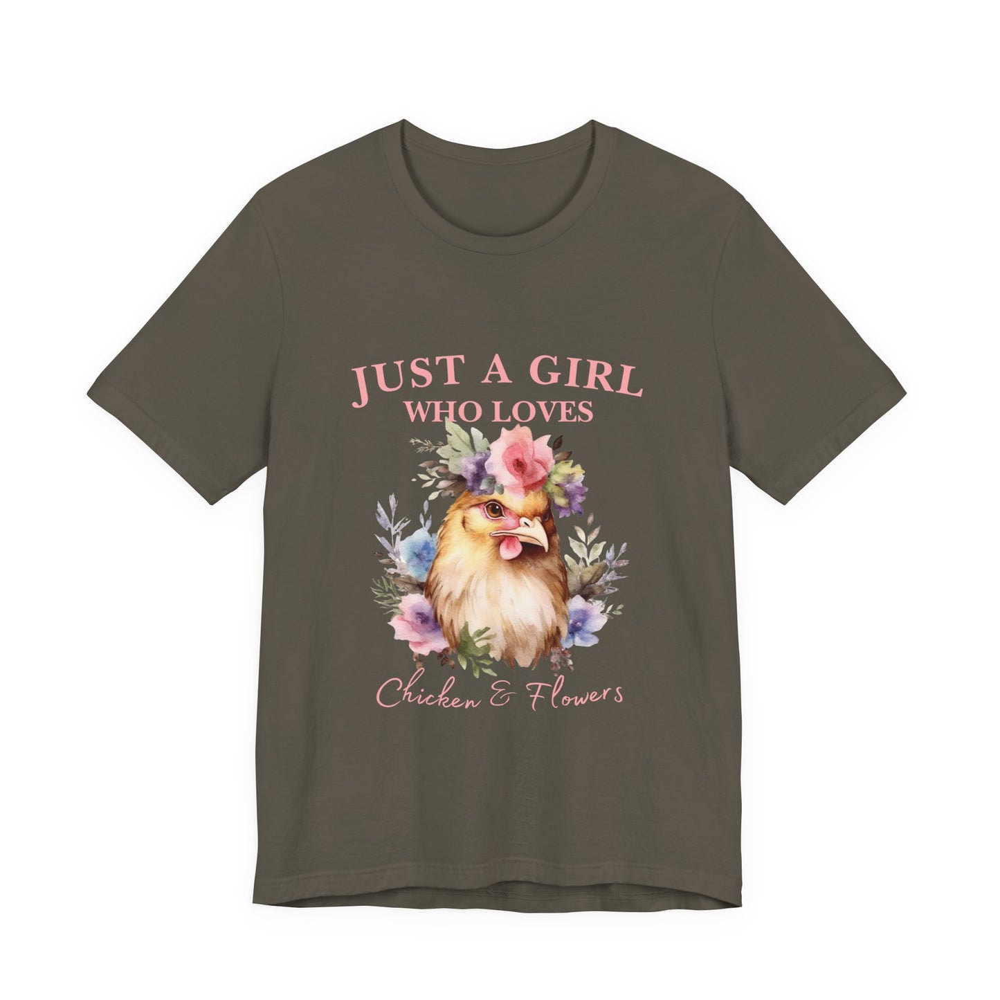 Just a Girl Who Loves Chickens Tee, Funny Farm Animal Shirt, Floral Graphic Tee, Gift for Chicken Lovers, Farmhouse Fashion