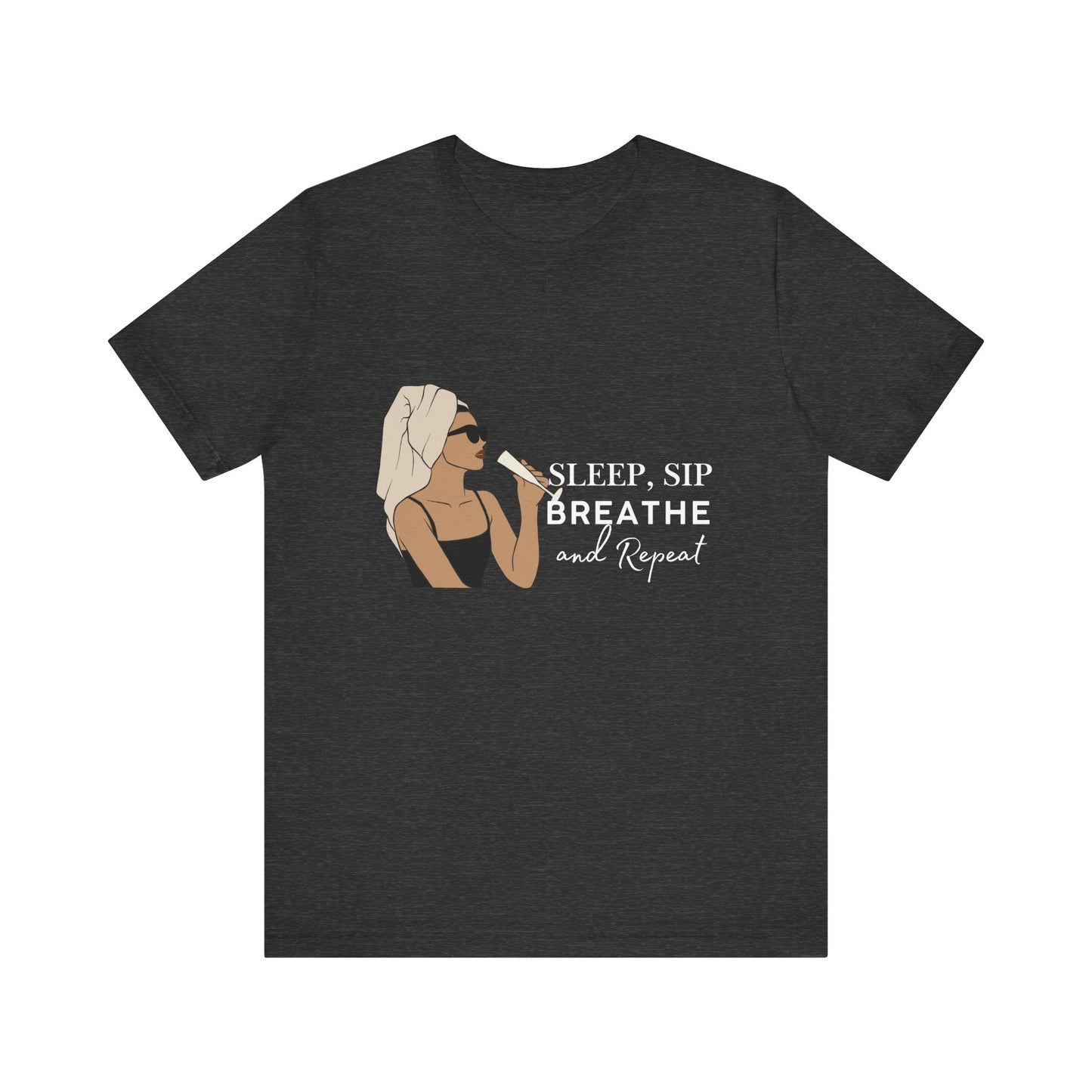 Girl's Sleep & Sip Tee, Relaxation Shirt, Fashionable Weekend Top, Gift for Her, Cozy Lounge Tee, Inspirational Daily Wear