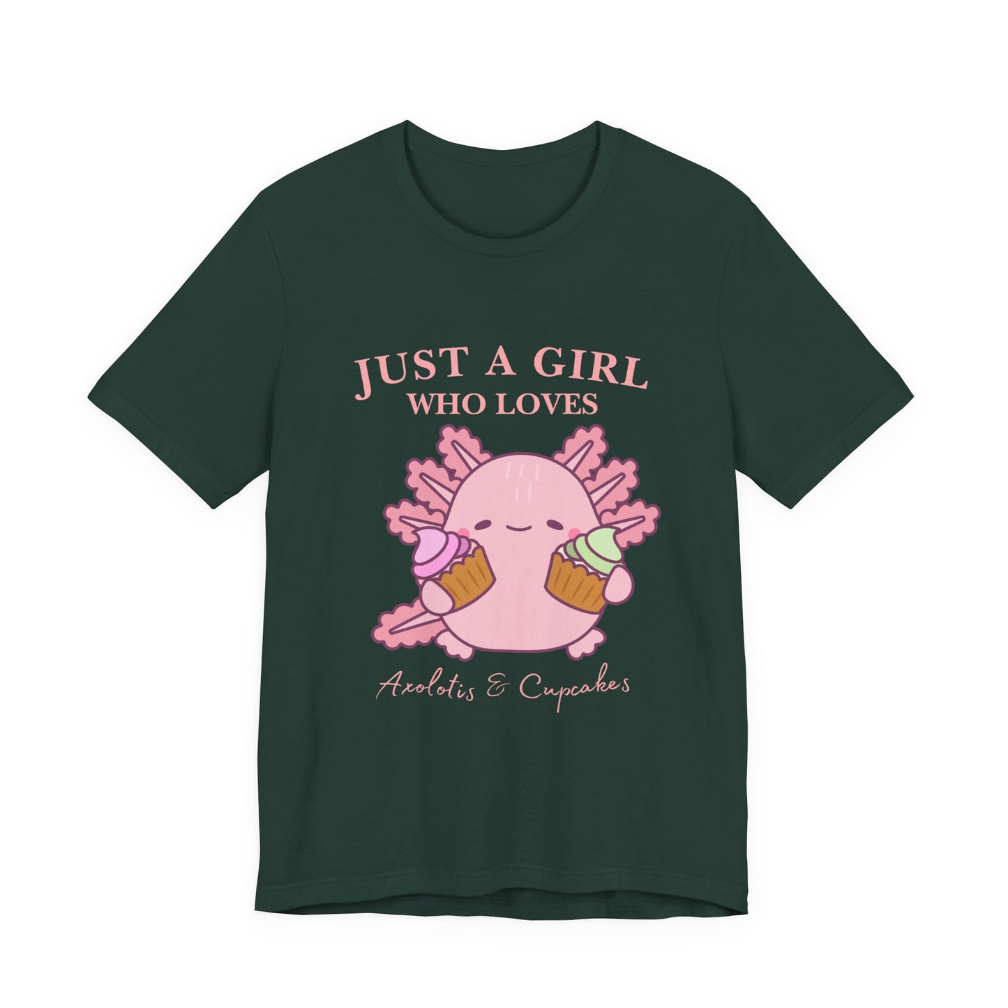 Cute Foodie Shirt for Girls - Just a Girl Who Loves Chocolates & Cupcakes, Fun Casual Tee, Gift for Food Lovers, Axolotis T-shirt