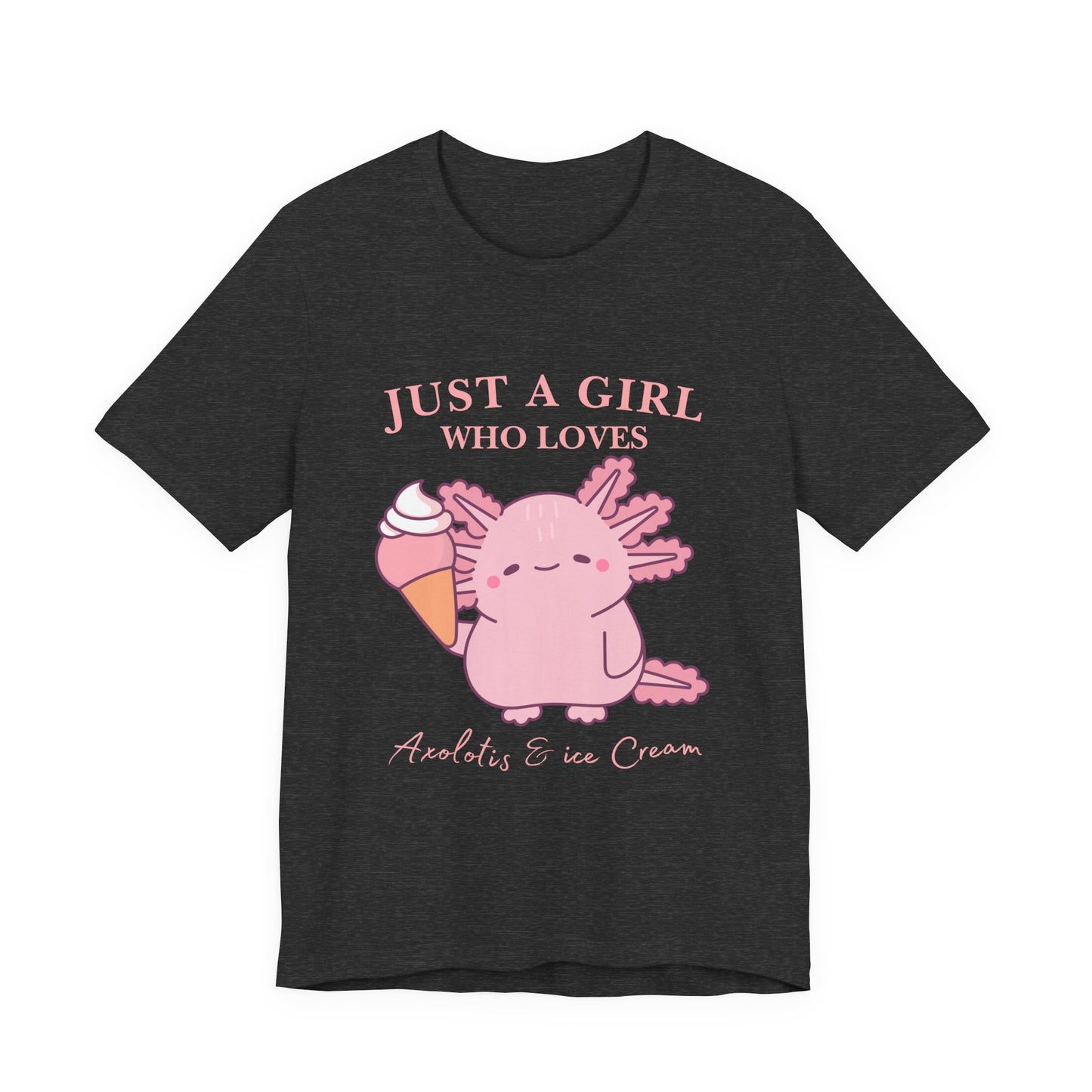 Cute Ice Cream Lover Tee, Fun T-Shirt for Girls, Gift for Ice Cream Fans, Summer Fun Shirt, Casual Everyday Wear, Axolotis T-shirt