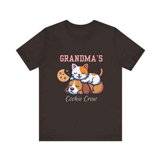 Cute Cat & Dog Grandma's Cookie Crew Tee - Pet Lovers Shirt, Animal Lover Gift, Funny Cat Tee, Family Reunion, Birthday Gift