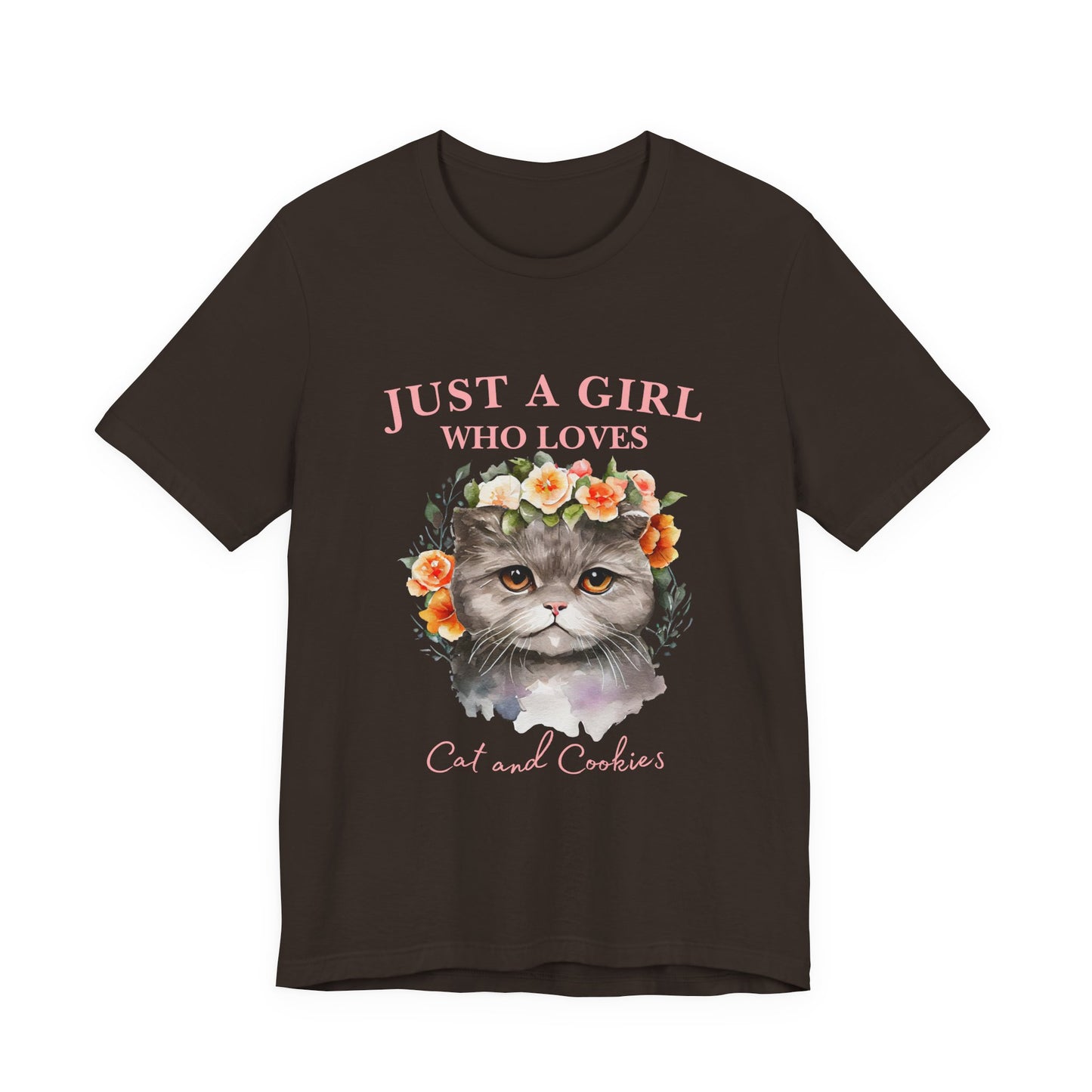 Just a Girl Who Loves Cats and Cookies Tee - Cute Cat Lover Shirt, Gift for Cat Moms, Funny Pet Apparel, Birthday Gift, Relaxed Fit T-Shirt