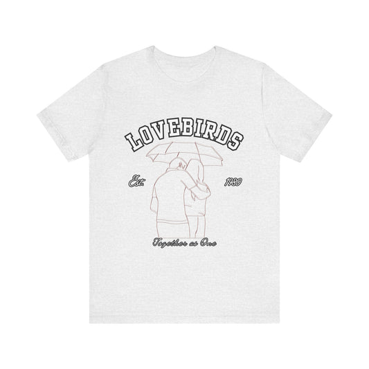 Lovebirds Unisex T-Shirt, Romantic Tee for Couples, Anniversary Gift, Valentine's Day Apparel, Gift for Her/Him, Cute Casual Wear
