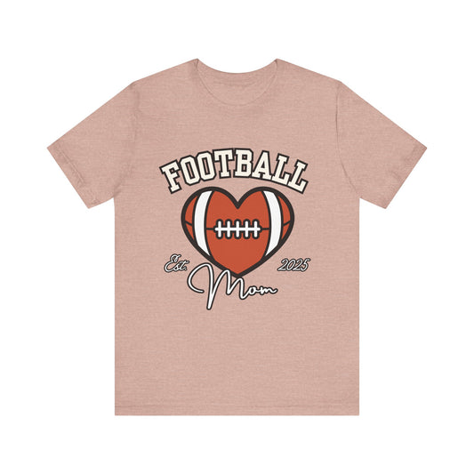 Football Heart Mom Tee, Gift for Sports Moms, Unisex Football Shirt, Casual Daywear, Game Day Outfit, Football Fan Gift
