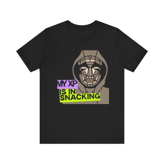 Snack Gaming Short Sleeve Tee, Funny Gamer T-Shirt, Gift for Gamers, Casual Wear, Snack Lover Tee, Unique Graphic Tee