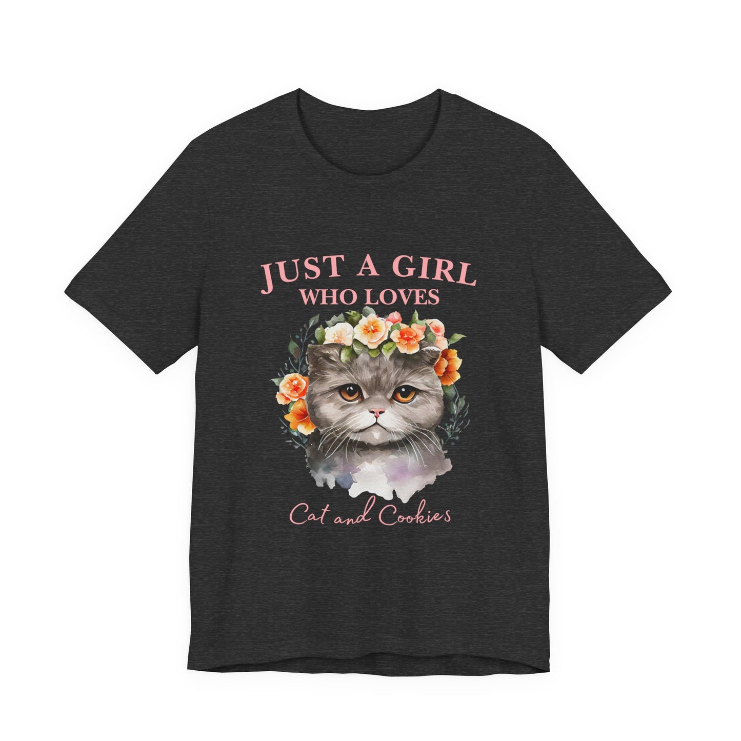 Just a Girl Who Loves Cats and Cookies Tee - Cute Cat Lover Shirt, Gift for Cat Moms, Funny Pet Apparel, Birthday Gift, Relaxed Fit T-Shirt