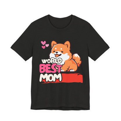 World's Best Mom Tee - Unisex Jersey Short Sleeve Shirt, Gift for Mother's Day, Cute Dog Design, Perfect for Moms, Gifts for Her