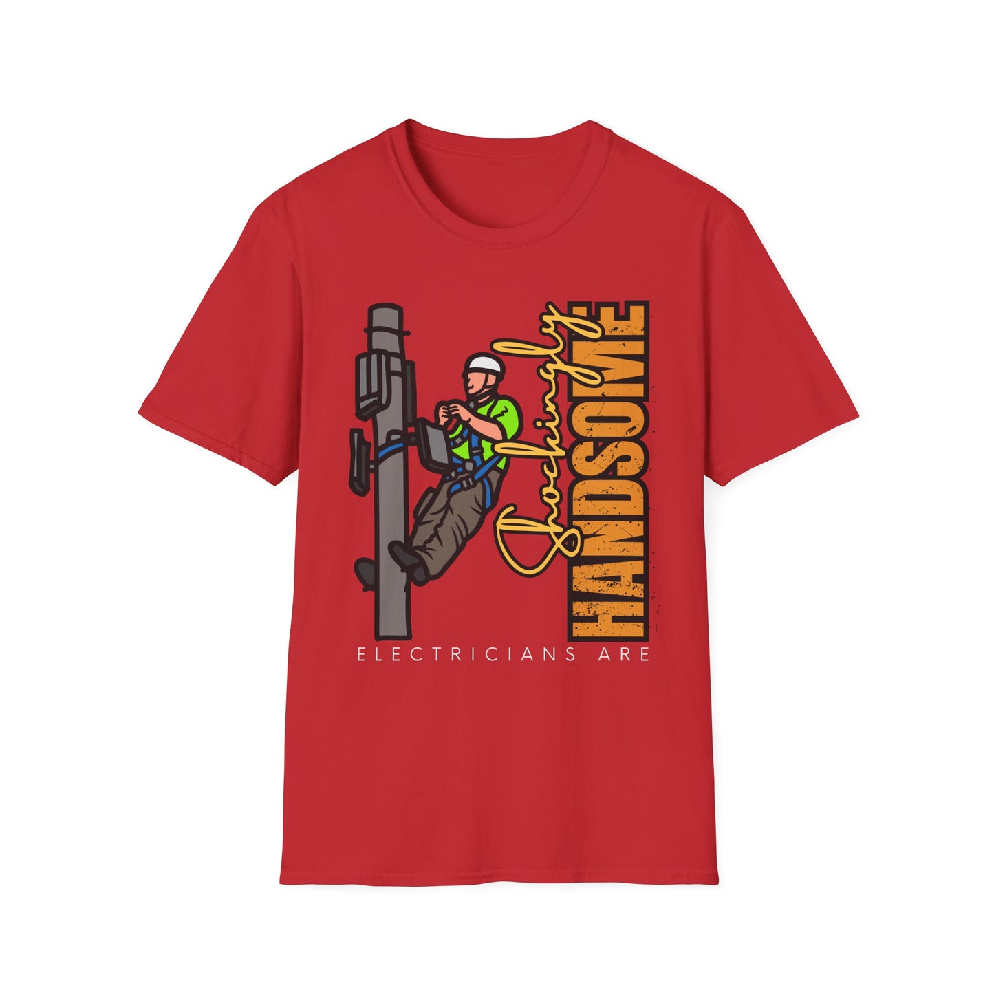Handsome Lineman T-Shirt, Unisex Softstyle Tee, Great for Gifts, Work Apparel, Casual Wear, Electrician T-shirt, Gift for Electrician