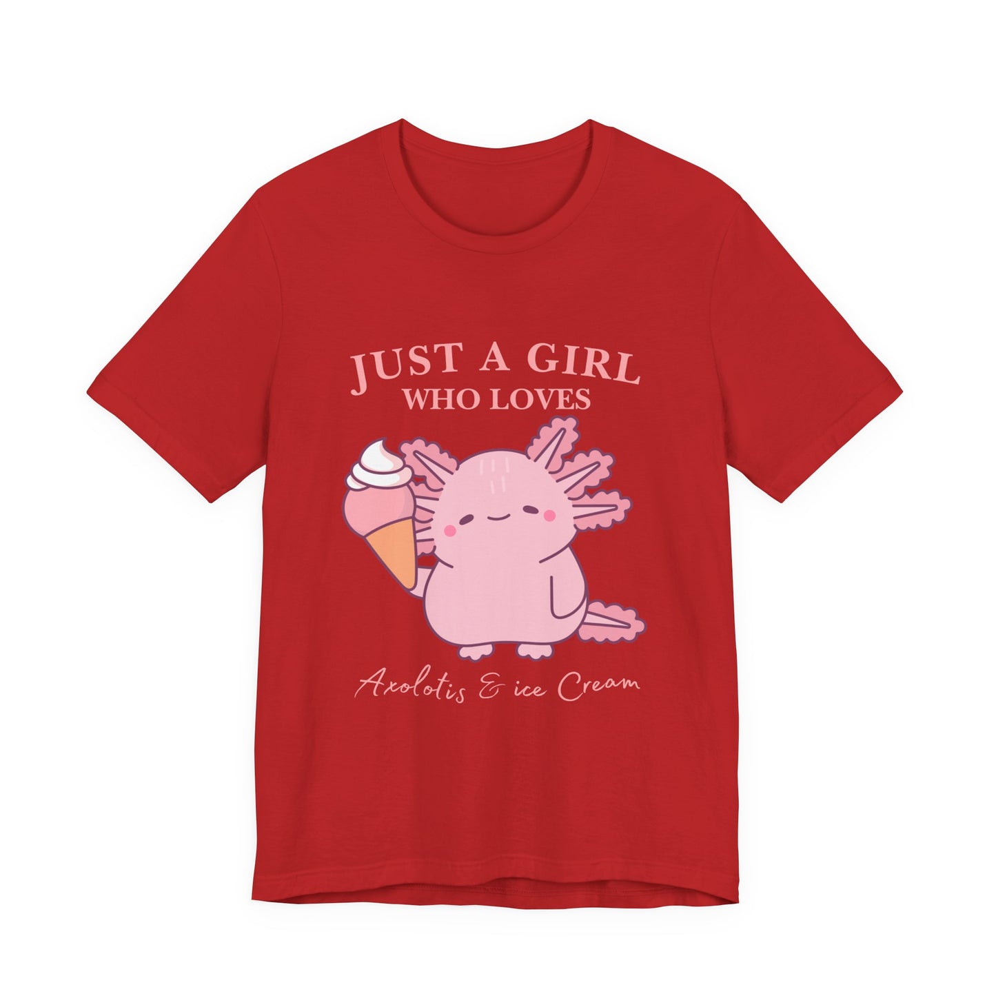 Cute Ice Cream Lover Tee, Fun T-Shirt for Girls, Gift for Ice Cream Fans, Summer Fun Shirt, Casual Everyday Wear, Axolotis T-shirt