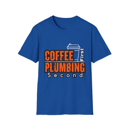 Coffee Plumbing Unisex Softstyle T-Shirt, Funny Coffee Lover Gift, DIY Plumbing Humor Tee, Casual Wear, Everyday Comfort