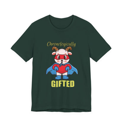 Chronologically Gifted Superhero Tee, Fun T-Shirt for Kids, Birthday Gift, Unisex Short Sleeve, Comfortable Casual Wear, Cute Pet [...]