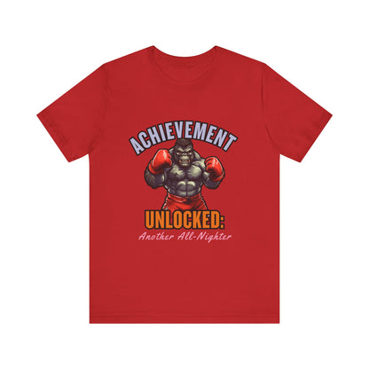 Achievement Unlocked Short Sleeve Tee, Gaming Shirt, Funny Tee, Birthday Gift, Casual Wear, All-Nighter Tee