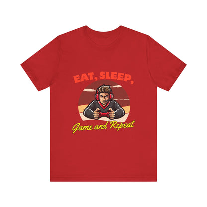 Gamer Lifestyle Tee - Eat, Sleep, Game & Repeat, Perfect for Gamers, Birthday Gift, Casual Wear, Gamer Apparel, Gaming Merchandise