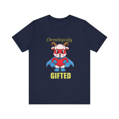 Chronologically Gifted Superhero Tee, Fun T-Shirt for Kids, Birthday Gift, Unisex Short Sleeve, Comfortable Casual Wear, Cute Pet [...]