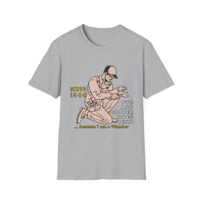 Vintage Plumber T-Shirt, Funny Plumbing Tee, Gift for Plumbers, Since 1944 Graphic Shirt, Unisex Softstyle Apparel