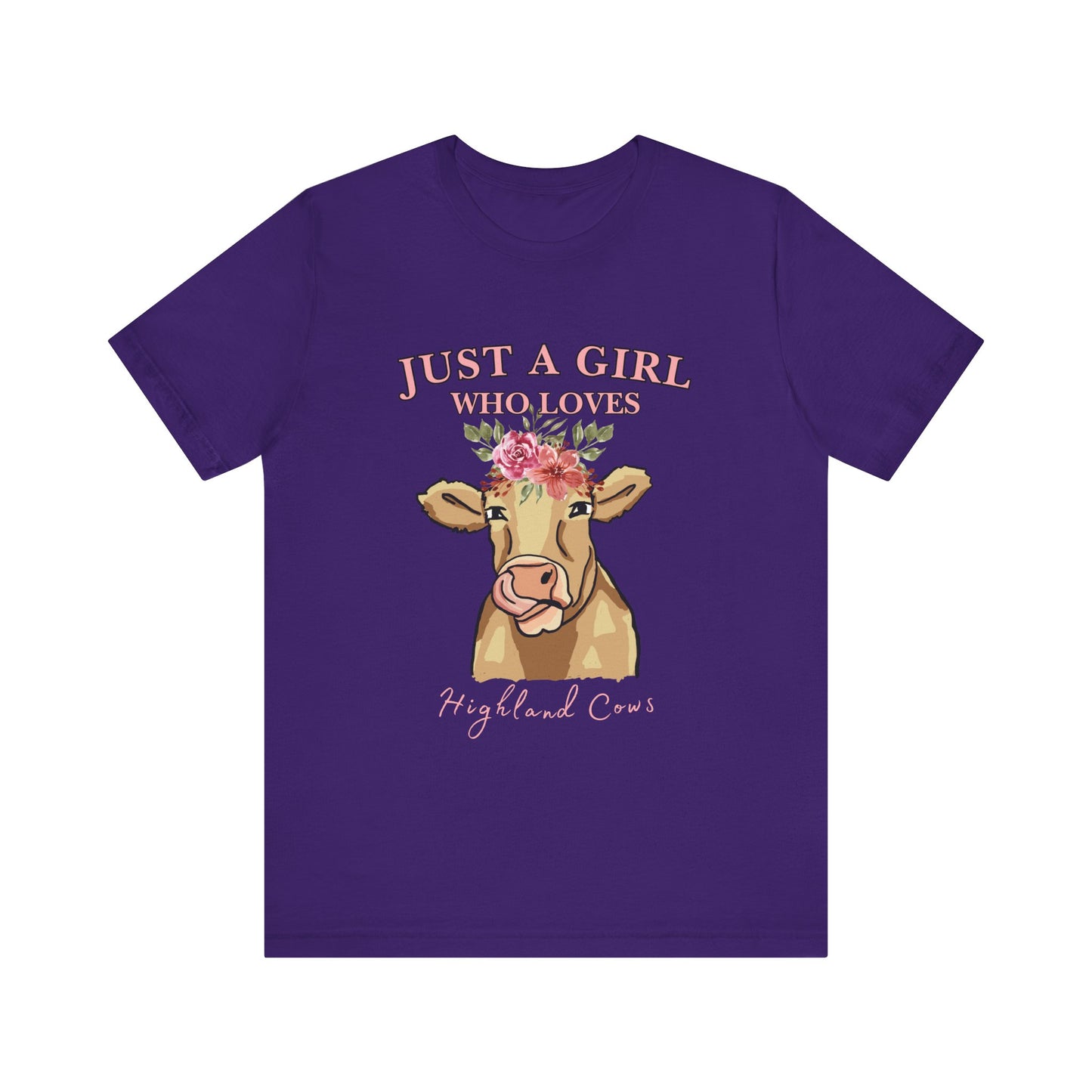 Highland Cow Lover Tee - Just a Girl Who Loves Highland Cows, Cute T-Shirt, Farmhouse Apparel, Gift for Animal Lovers, Summer Style