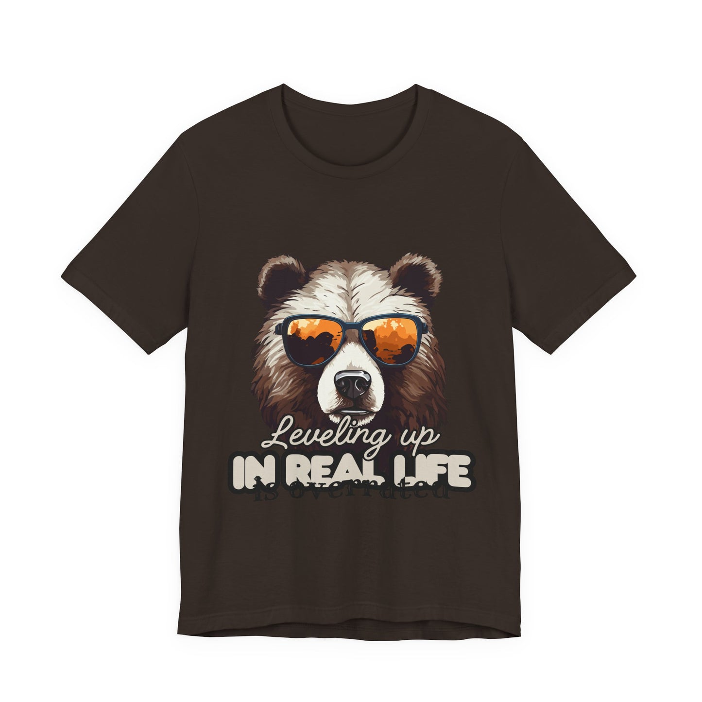 Cool Bear Graphic Tee, Leveling Up in Real Life, Funny T-Shirt for Nature Lovers, Gift for Birthday, Summer Wardrobe, Casual Wear