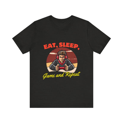 Gamer Lifestyle Tee - Eat, Sleep, Game & Repeat, Perfect for Gamers, Birthday Gift, Casual Wear, Gamer Apparel, Gaming Merchandise
