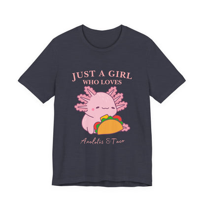 Cute Taco-Loving Axolotl Tee, Fun Graphic T-Shirt, Gift for Taco Lovers, Unisex Apparel, Cartoon Lover's Top