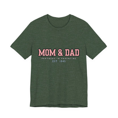 Mom & Dad Partner in Parenting Tee, Family Matching Tee, Parent T-Shirt, Gift for New Parents, Cute Family Shirt, Unisex Graphic Tee