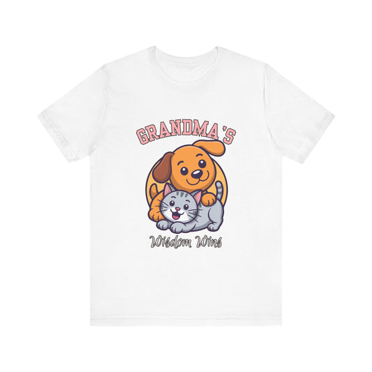 Grandma's Pet Love Tee - Cute Cat and Dog Design, Perfect Gift for Grandparents, Animal Lovers, Birthday, Family Gatherings, Casual Wear