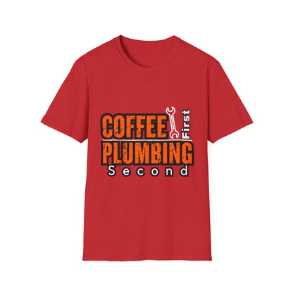 Coffee and Plumbing Unisex T-Shirt, Funny Plumber Shirt, Gift for Plumbers, Coffee Lovers Tee, Plumbing Gifts