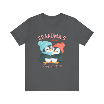 Grandma's Hug Factory T-Shirt, Cute Penguin Tee, Gift for Grandma, Family Reunion Shirt, Mother's Day Gift, Cozy Casual Wear