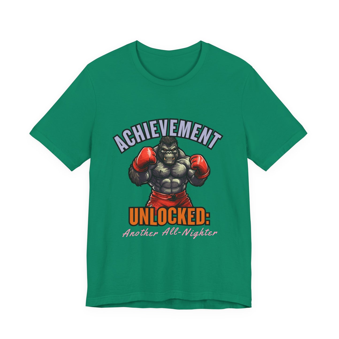 Achievement Unlocked Short Sleeve Tee, Gaming Shirt, Funny Tee, Birthday Gift, Casual Wear, All-Nighter Tee