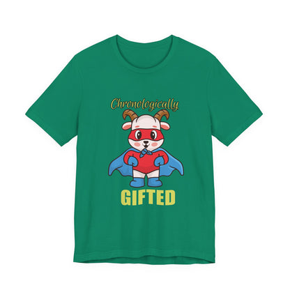 Chronologically Gifted Superhero Tee, Fun T-Shirt for Kids, Birthday Gift, Unisex Short Sleeve, Comfortable Casual Wear, Cute Pet [...]