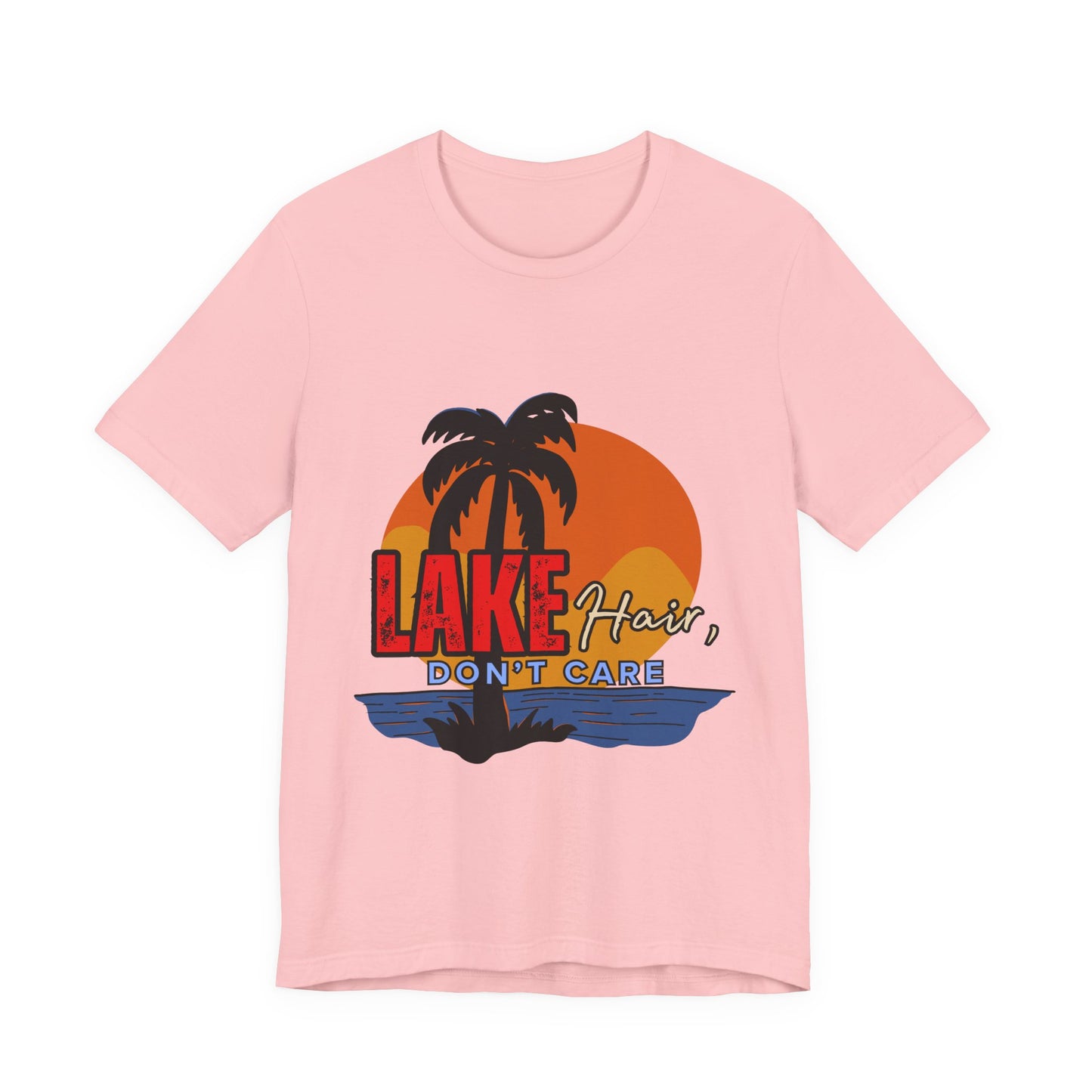 Lake Hair Don't Care Short Sleeve Tee, Summer T-Shirt, Vacation Shirt, Beachwear, Casual Outfit, Gift for Lake Lovers