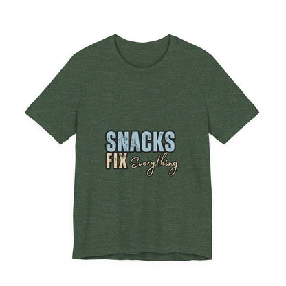Funny Snack-Themed Unisex Tee, Ideal Gift for Food Lovers, Perfect for Casual Wear, Parties, or Movie Nights