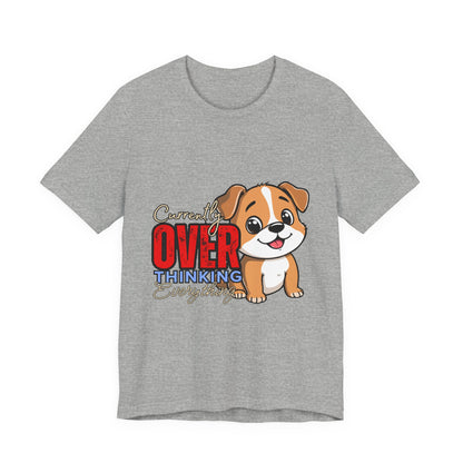 Cute Dog Thinking Unisex Tee, Perfect Gift for Dog Lovers, Funny Animal Shirt, Casual Wear, Pet Appreciation
