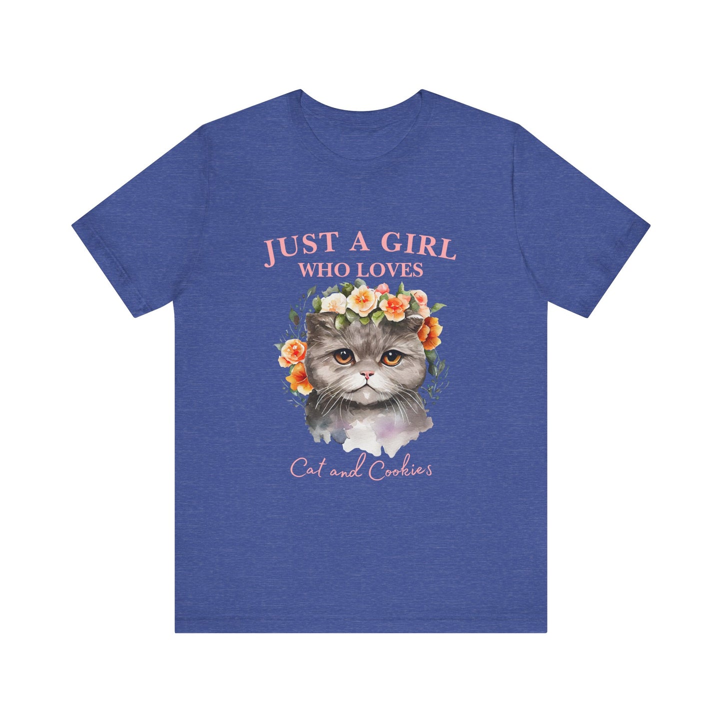 Just a Girl Who Loves Cats and Cookies Tee - Cute Cat Lover Shirt, Gift for Cat Moms, Funny Pet Apparel, Birthday Gift, Relaxed Fit T-Shirt