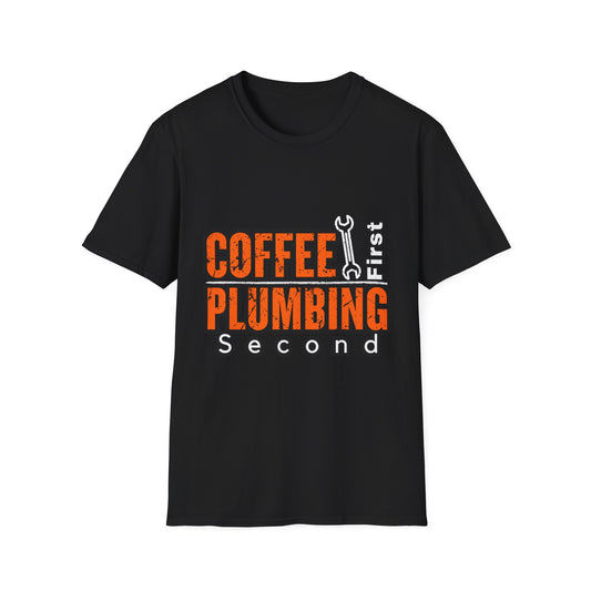 Coffee and Plumbing Unisex T-Shirt, Funny Plumber Shirt, Gift for Plumbers, Coffee Lovers Tee, Plumbing Gifts