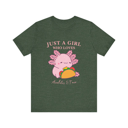 Cute Taco-Loving Axolotl Tee, Fun Graphic T-Shirt, Gift for Taco Lovers, Unisex Apparel, Cartoon Lover's Top