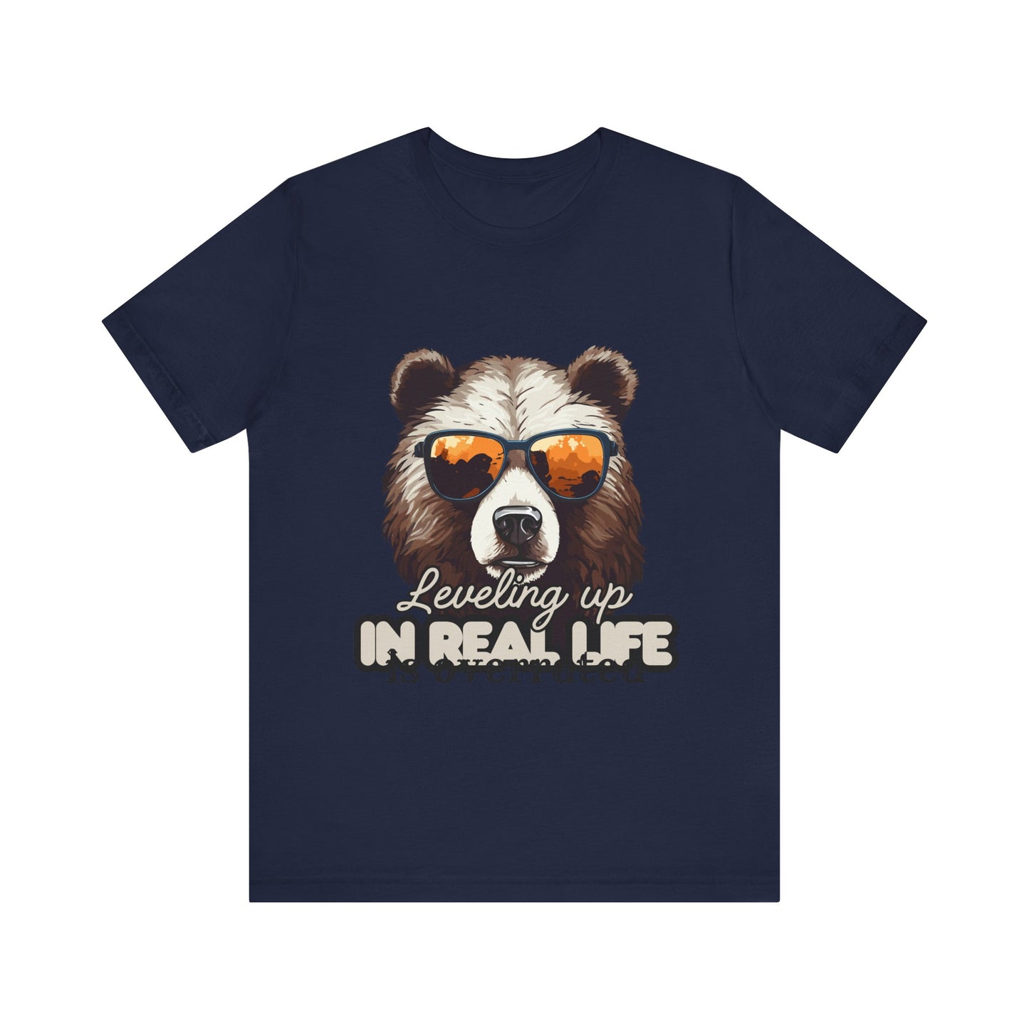 Cool Bear Graphic Tee, Leveling Up in Real Life, Funny T-Shirt for Nature Lovers, Gift for Birthday, Summer Wardrobe, Casual Wear